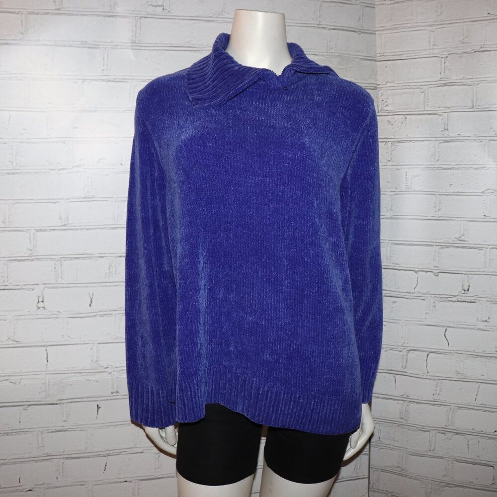 Beautiful blue knitted zippered cowl sweater size 2X Designers Originals Studio
